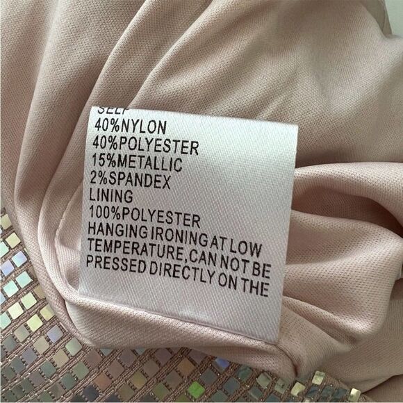 NWT SHO BY TADASHI SHOJI Blush Metallic Halter Midi Dress Iridescent Sequin Sz.S - Picture 7 of 9